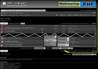 Pomocí těchto nastavení lze například názvy jednotlivých témat setřídit podle Abecedy (Volba &quot;Předmět&quot;)