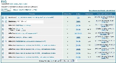 Obrazovka po vstupu do sekce FAQ