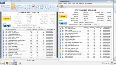 Stav disku pomocí CrystalDiskInfo