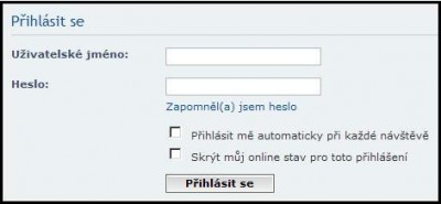 Přihlašovací údaje - pro zvětšení klikni