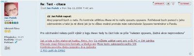 Takto vypadá ta samá odpověď po odeslání do fóra - pro zvětšení klikni
