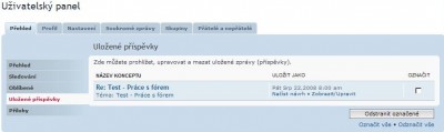 &quot;Uživ. panel&quot; - uložené příspěvky - pro zvětšení klikni