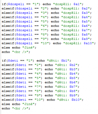 echo $dospeli + $deti; to být nemůže