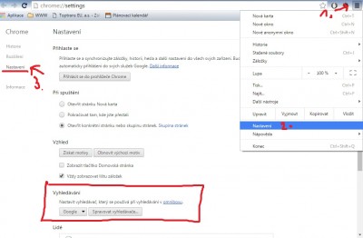 změna vyhledávače chrome