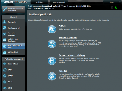 Možnosti USB portu.