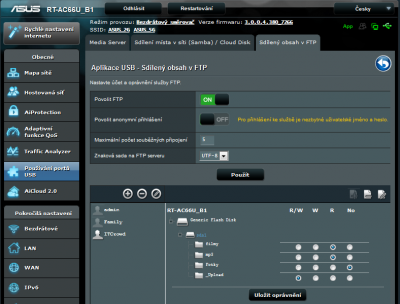 Zadání uživatelských účtů a jejich práv