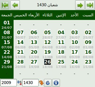 Tady je islámský kalendář. Podle něho je dnes 26.8. roku 1430