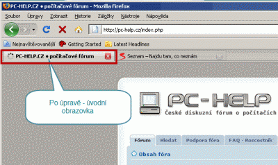 Hlavní obrazovka fóra po...