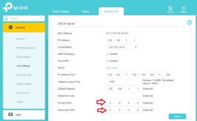 Nastavení DNS pro vnitřní síť