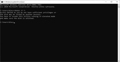 chkdsk spuštěn jako správce z windows